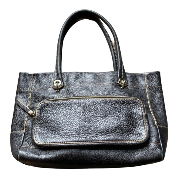 MONSAC Black Pebble Leather Tote Shoulder Hand Bag